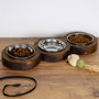 Hanah Home Comedero para Mascotas en Madera de Abeto Color Nogal Ancho 16.5 cm Alto 3.5 cm Profundo 48 cm